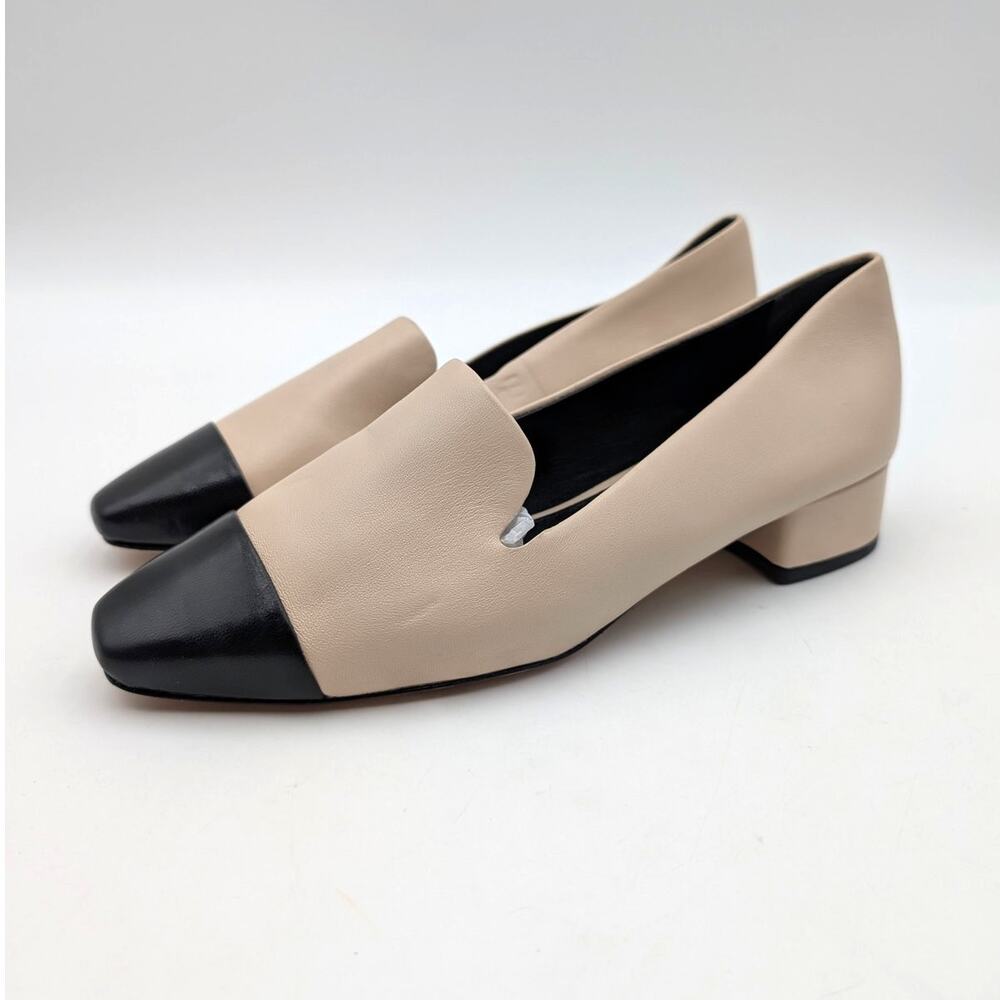 Veronica Beard Cecile Block Heel Loafer Shoes Women's Cream Size US6M EU36